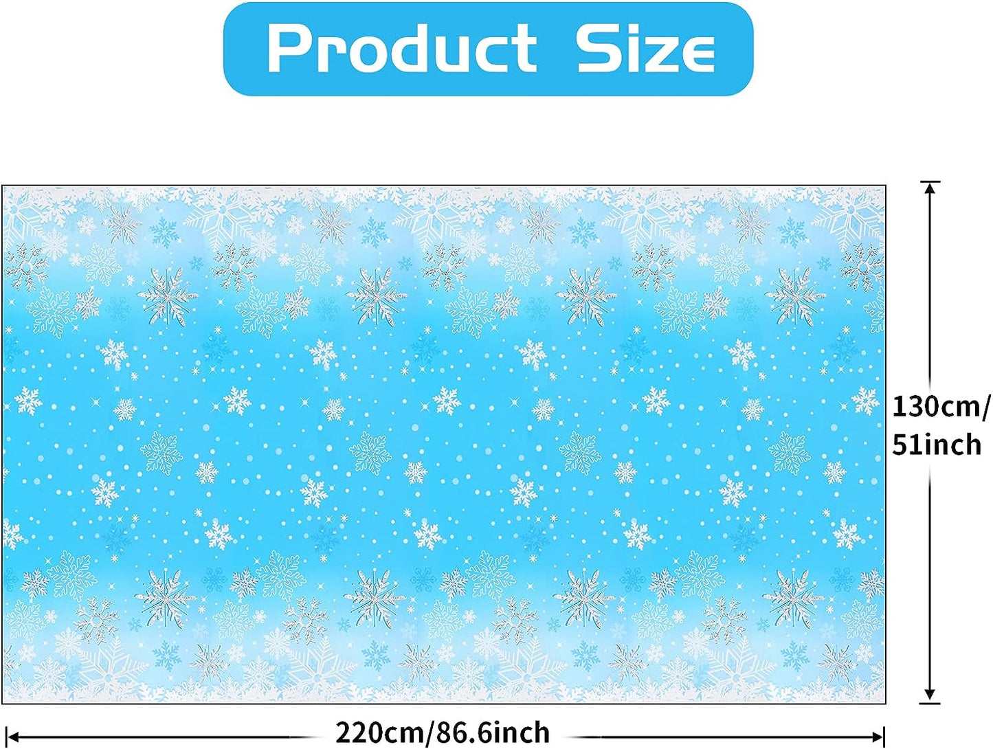 PHOGARY 3pcs Christmas Snowflake Tablecloth Winter Snowflakes Plastic Table Cover Decorations for Winter Christmas Birthday Party Supplies, 51 x 86 Inch, Rectangular