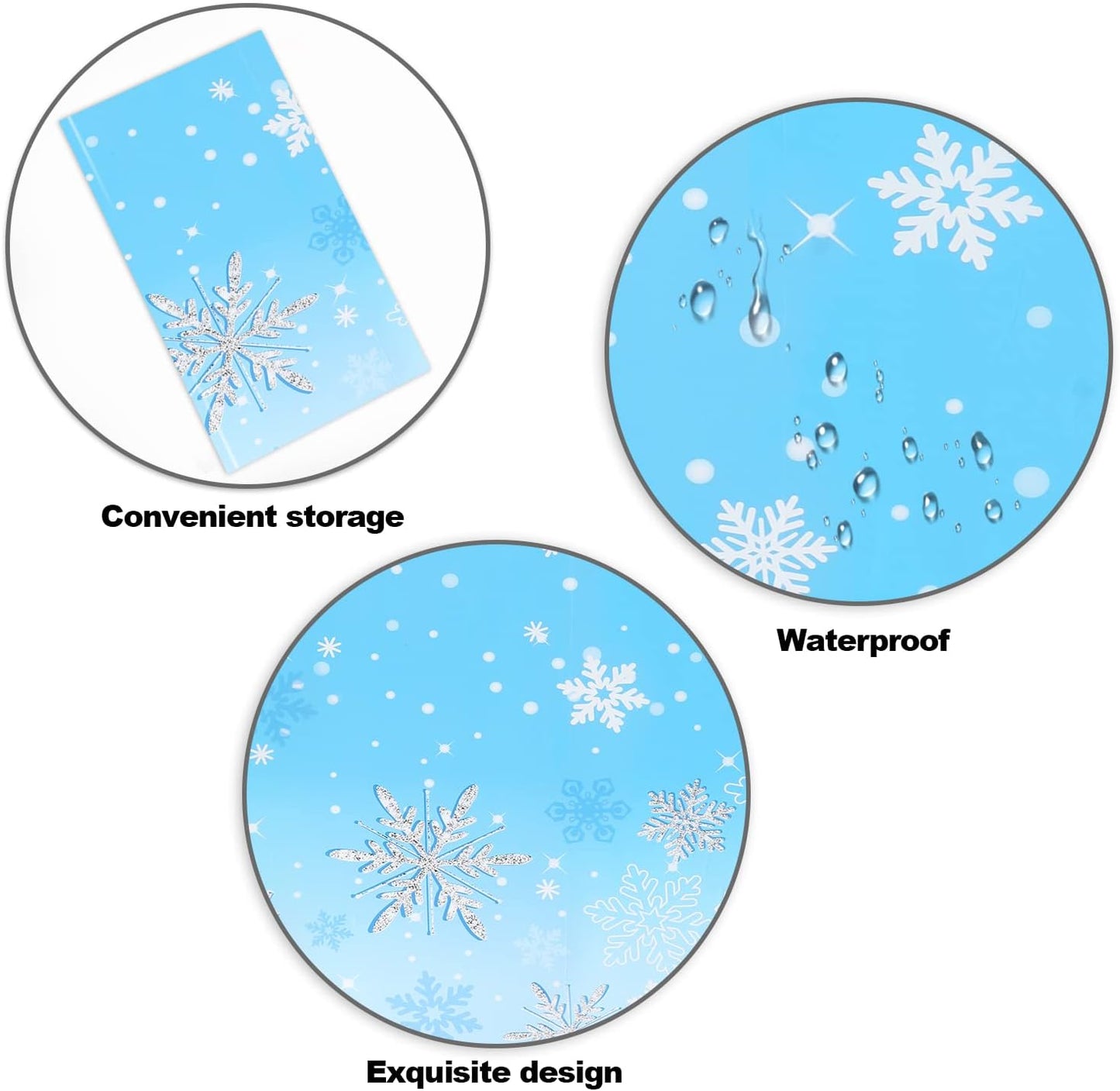 PHOGARY 3pcs Christmas Snowflake Tablecloth Winter Snowflakes Plastic Table Cover Decorations for Winter Christmas Birthday Party Supplies, 51 x 86 Inch, Rectangular