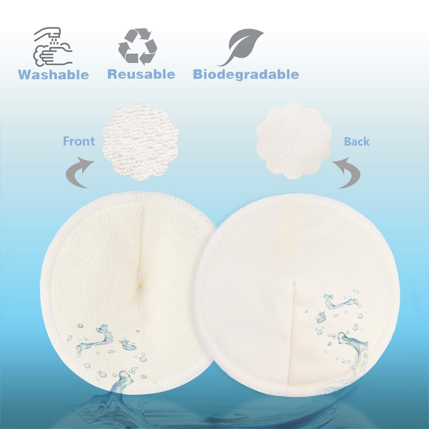 12pcs Washable Bamboo Nursing Pads Organic Breast Pads with Laundry Bag and Storage Bag