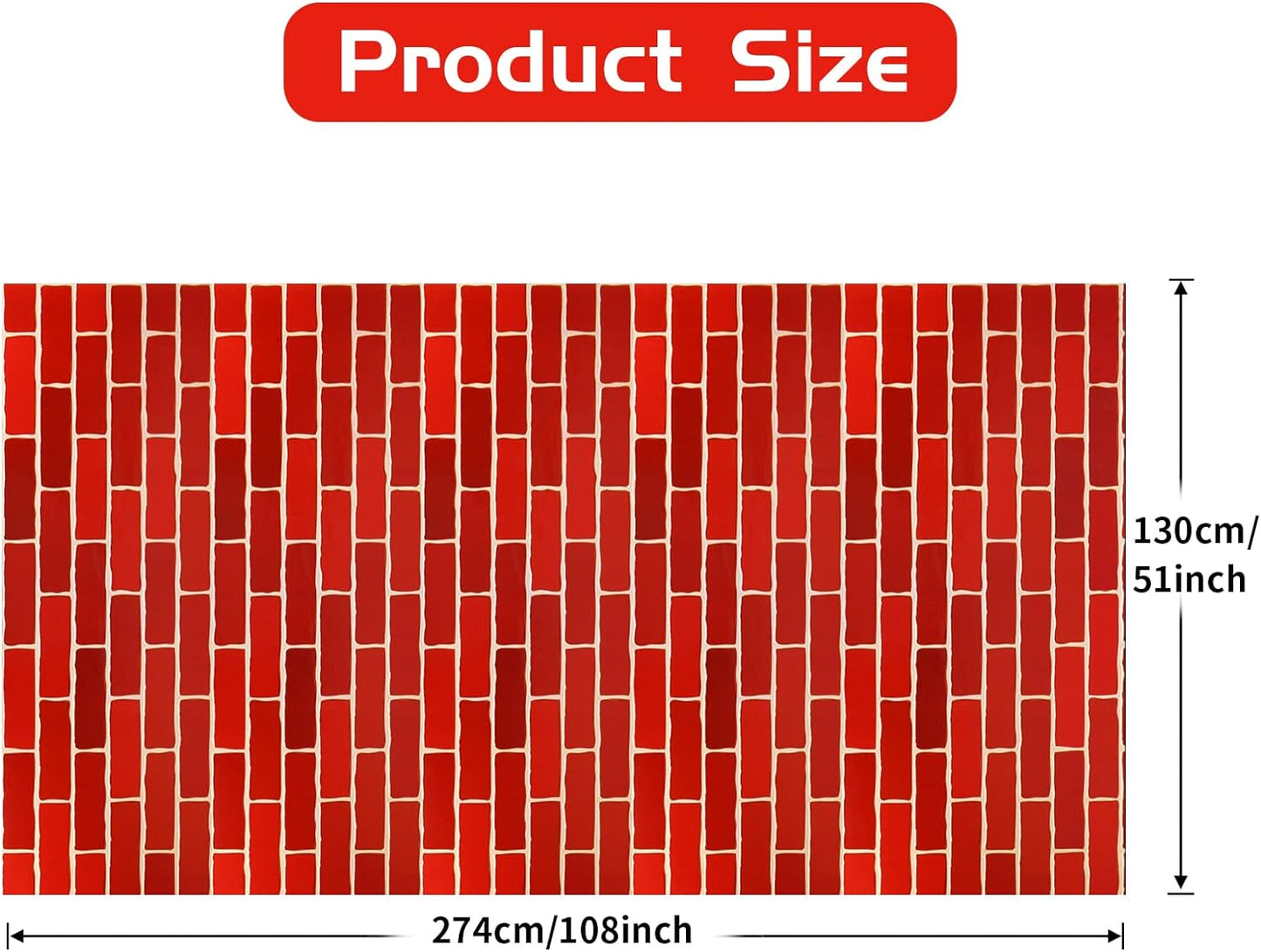 3pcs Red Brick Tablecloth Disposable Stone Wall Backdrop Table Covers, 108"L x 51"W