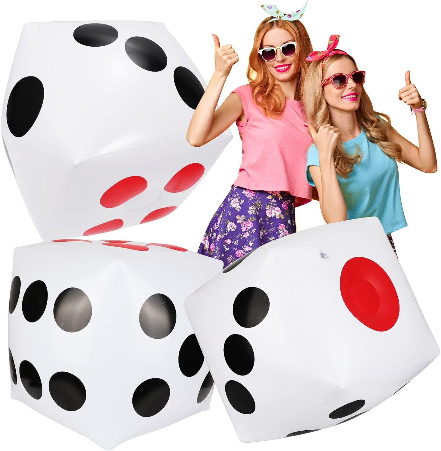 3pcs Jumbo Inflatable Dice for Outdoor Indoor Ludo Game, Pool Party Favor Supplies, 12.6inches