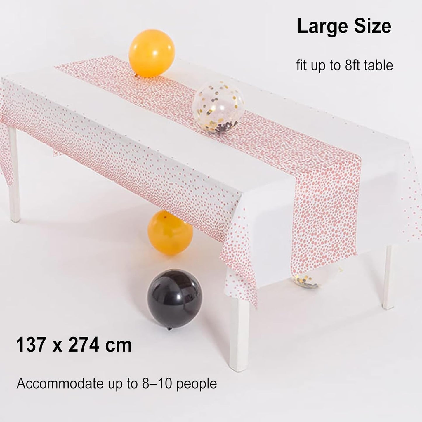 3 Pack Black and Gold Dot Tablecloth Plastic Disposable Table Cover for Wedding Birthday Baby Shower Decoration