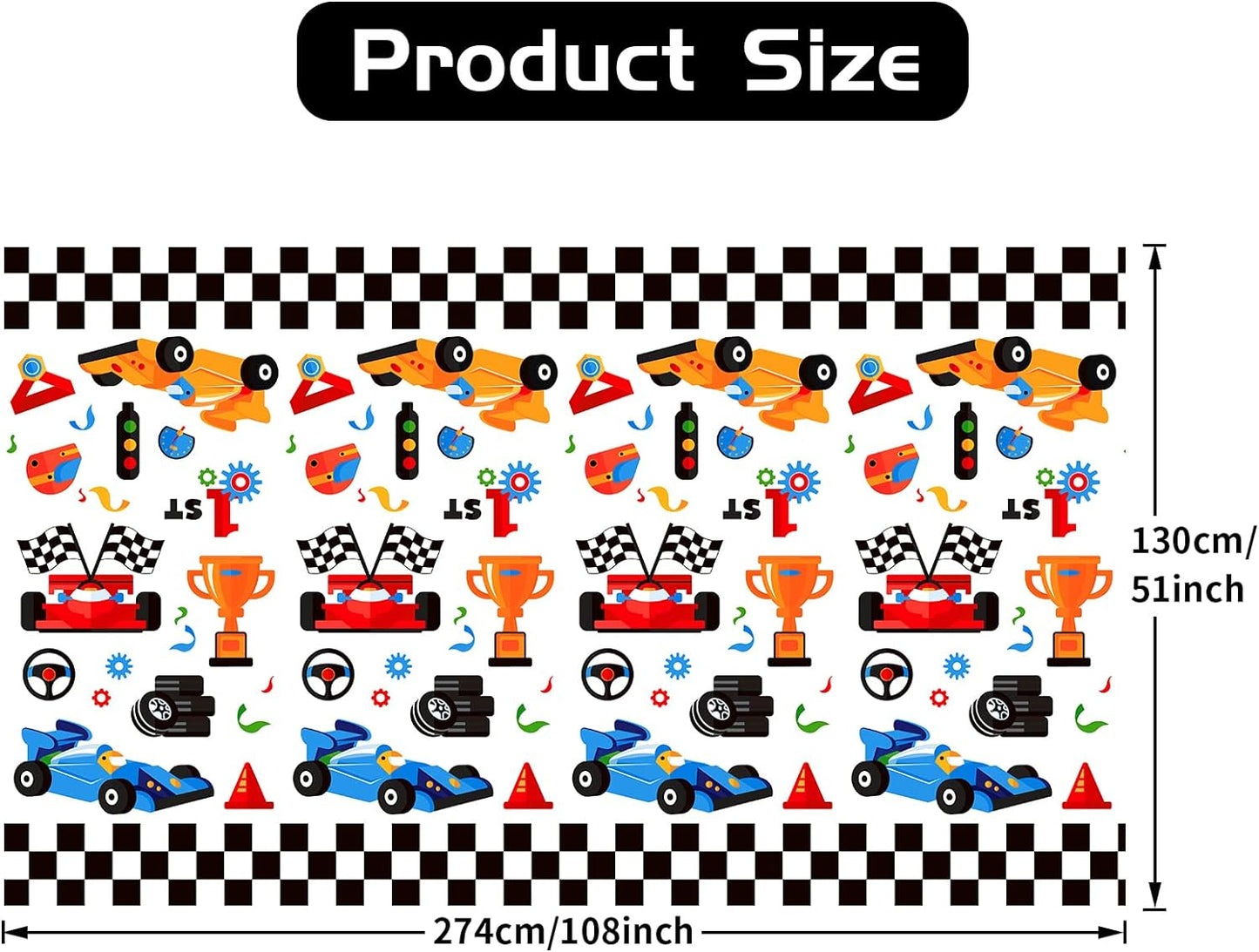 3 Pack Racing Car Tablecloth, Disposable Plastic Rectangular Table Covers, Black and White Checkered Flag Tablecloths Car Theme Birthday Party Decoration