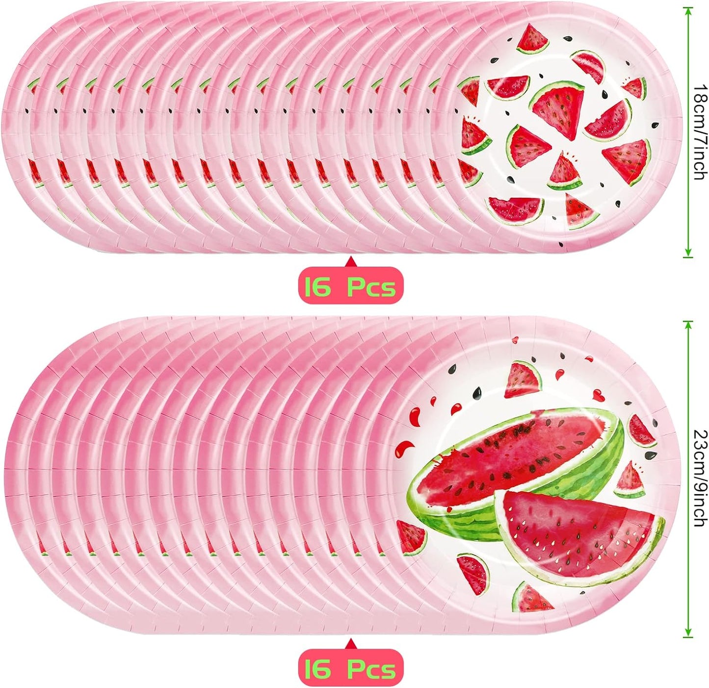 81Pcs Watermelon Party Tableware Set Serves 16, One In A Melon Party Decorations Include Watermelon Plates, Napkins, Straws, Cups, Tablecloth for Summer Birthday Pool Fruit Party