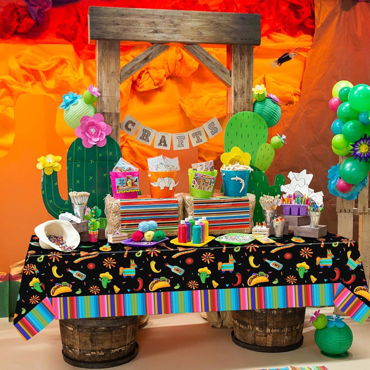 3 Pack Mexican Tablecloth for Fiesta Themed Birthday Party Mexicana Taco Night Cinco De Mayo, 51x87"